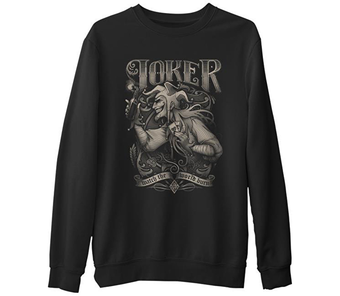 Joker  Siyah Erkek Kalın Sweatshirt
