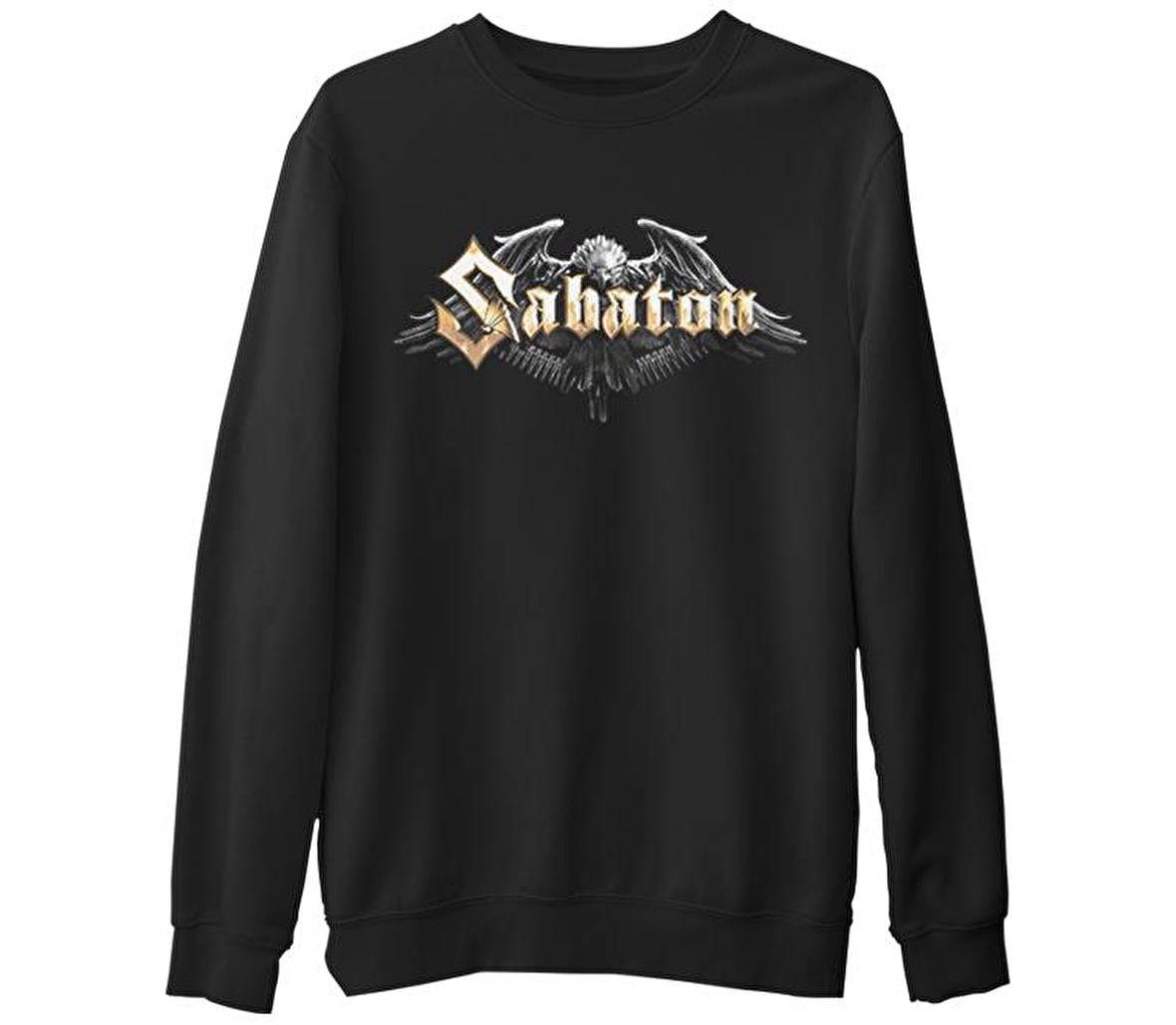 Sabaton - Logo  Siyah Erkek Kalın Sweatshirt