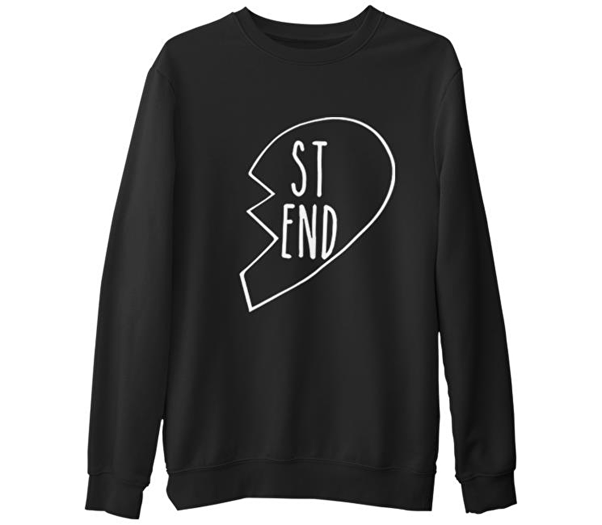 Best Friends Kalp 1/2 - 2  Siyah Erkek Kalın Sweatshirt