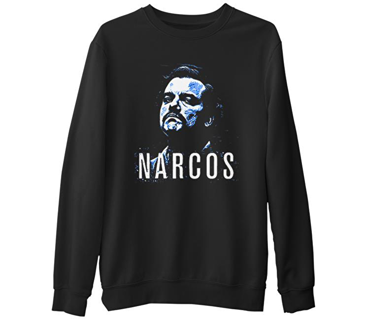 Narcos Siyah Erkek Kalın Sweatshirt