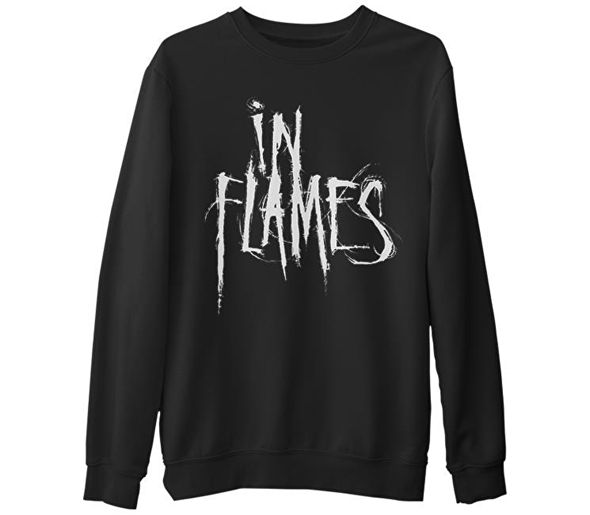 In Flames - Logo  Siyah Erkek Kalın Sweatshirt