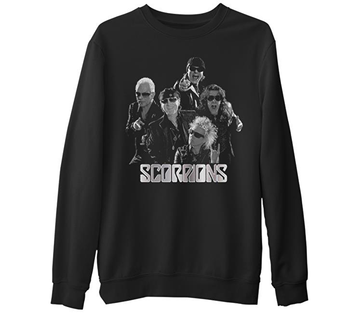 Scorpions - Group  Siyah Erkek Kalın Sweatshirt