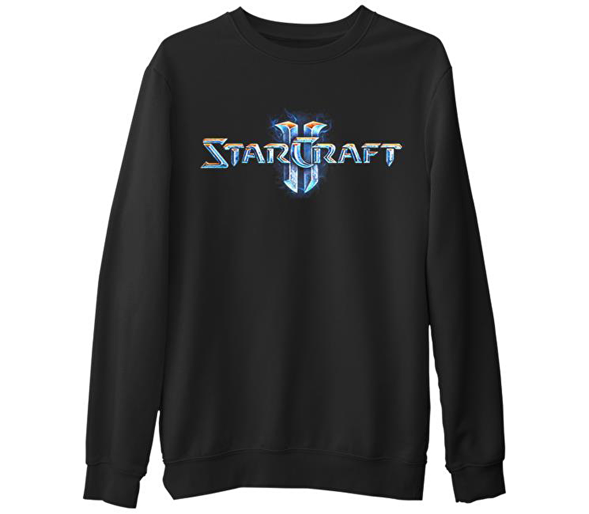 Starcraft Logo  Siyah Erkek Kalın Sweatshirt