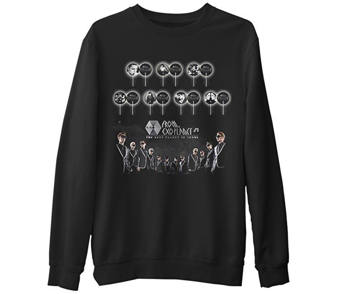 EXO - The Lost Planet  Siyah Erkek Kalın Sweatshirt