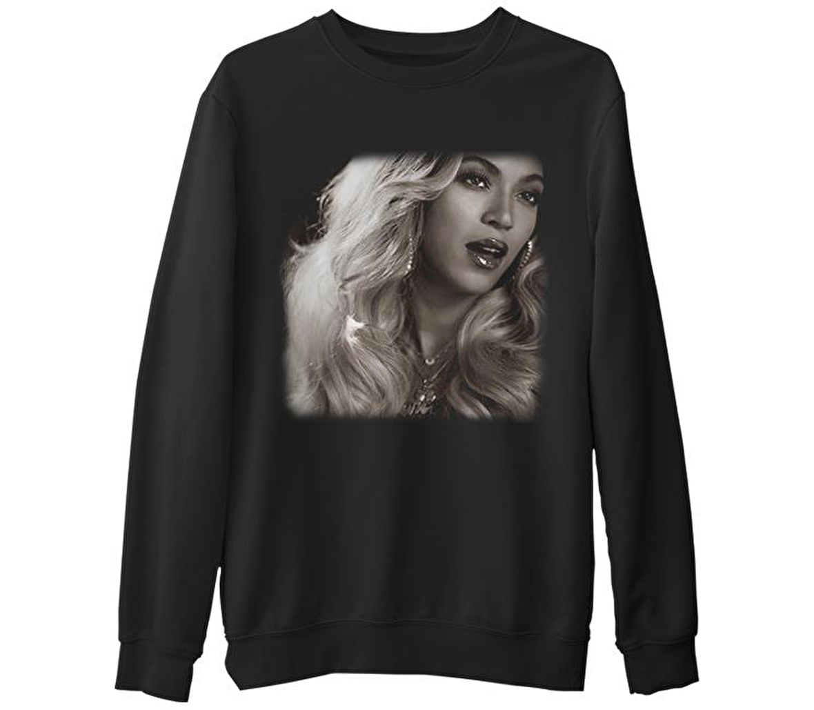 Beyonce - Star  Siyah Erkek Kalın Sweatshirt