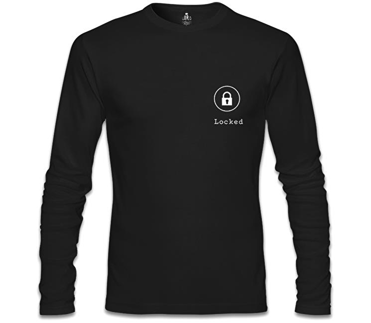 Kalp - Kilitli Siyah Erkek Sweatshirt