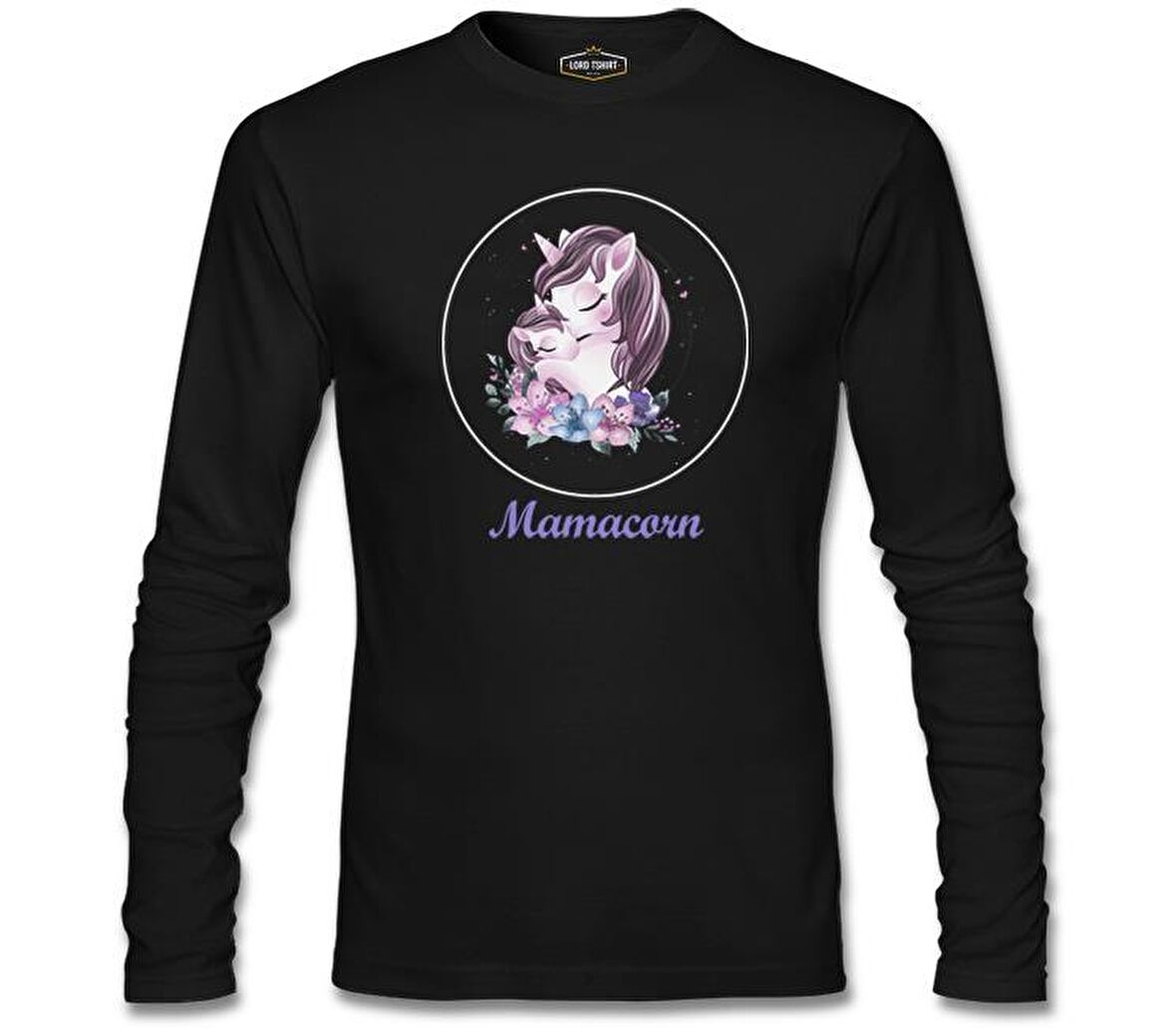 Mamacorn Çiçek Anneler Günü Siyah Unisex Sweatshirt