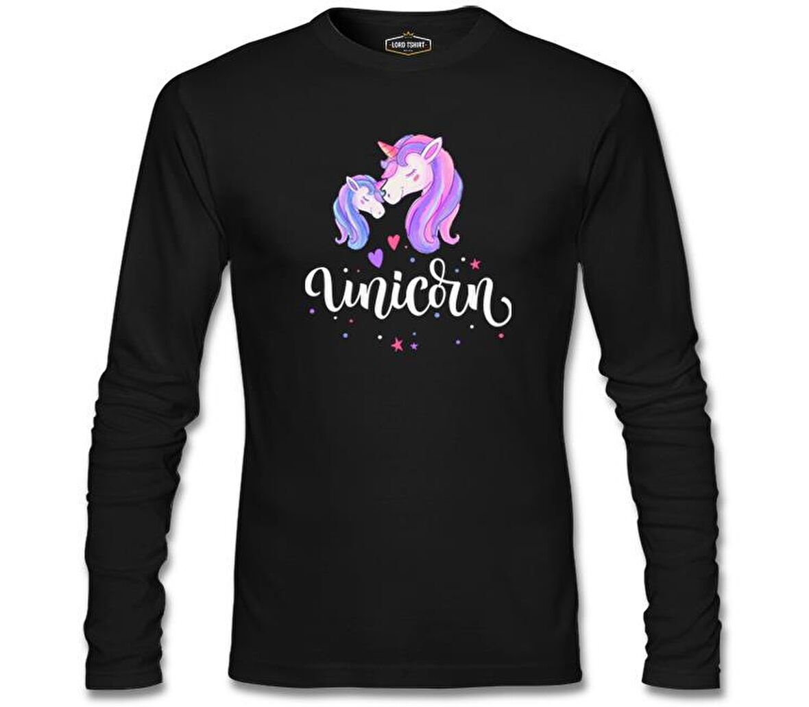 Unicorn Anneler Günü Siyah Unisex Sweatshirt