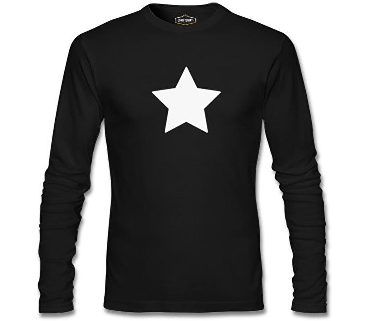 Beyaz Yıldız Siyah Erkek Sweatshirt