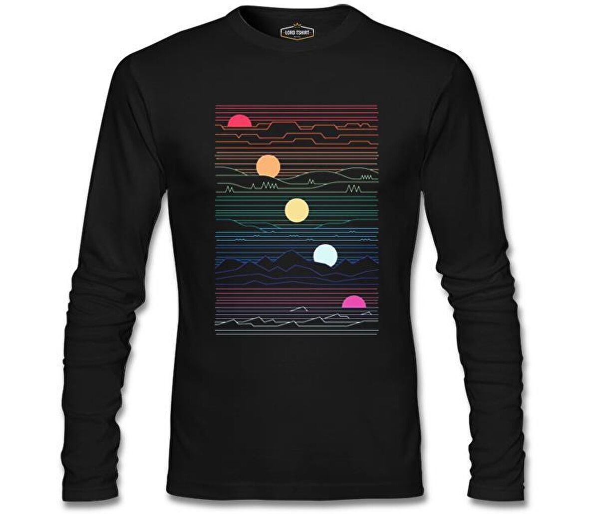 Sunset in Waves Siyah Erkek Sweatshirt