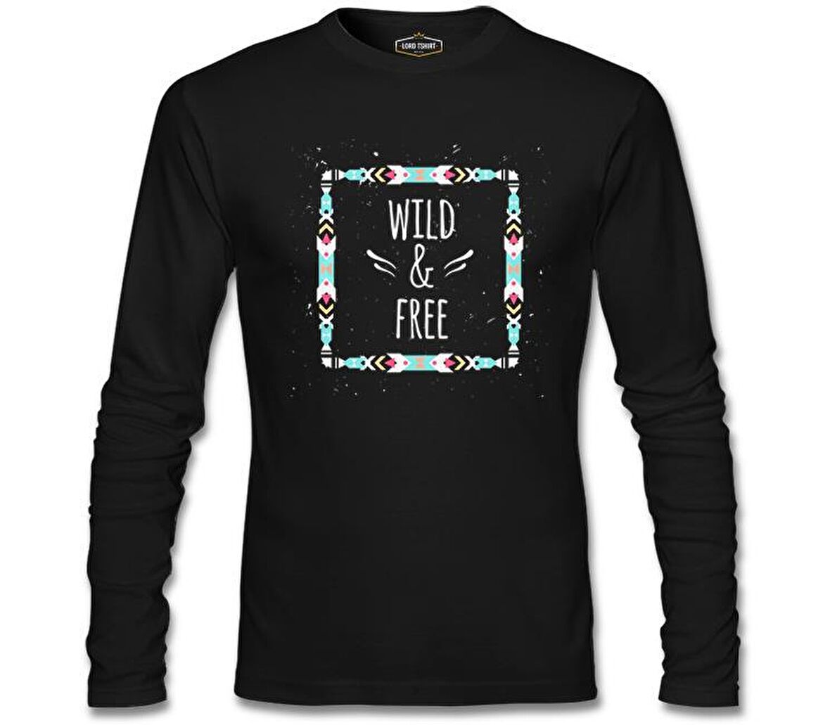 Wild and Free Siyah Erkek Sweatshirt
