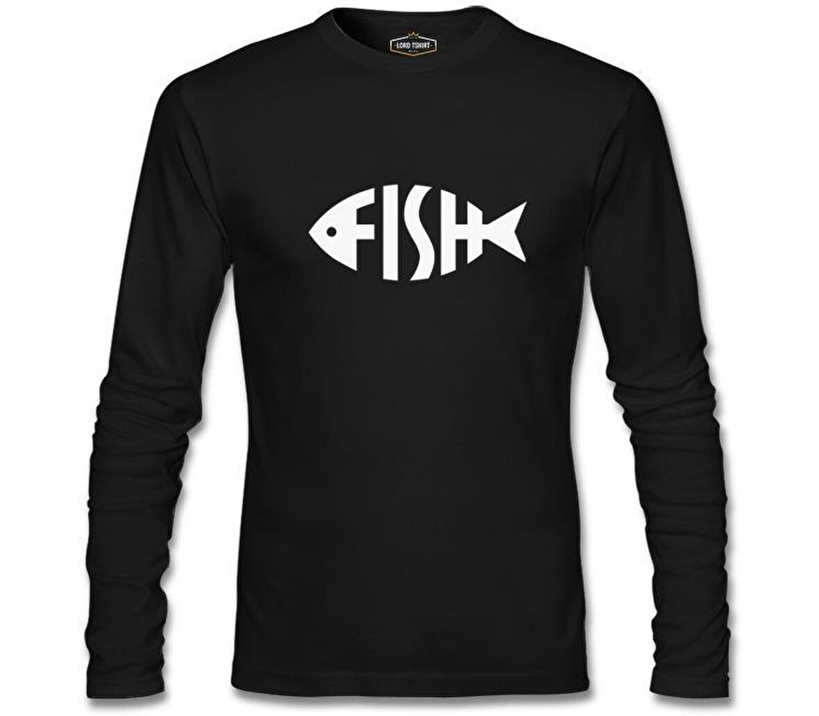 Fish with Letters Siyah Erkek Sweatshirt