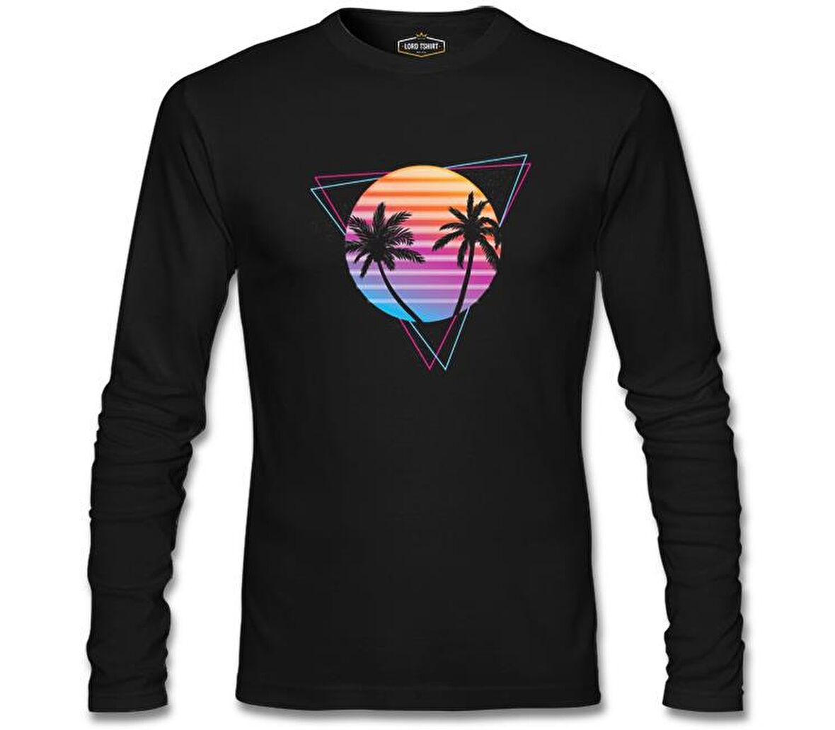 Summer Night Lights Siyah Erkek Sweatshirt