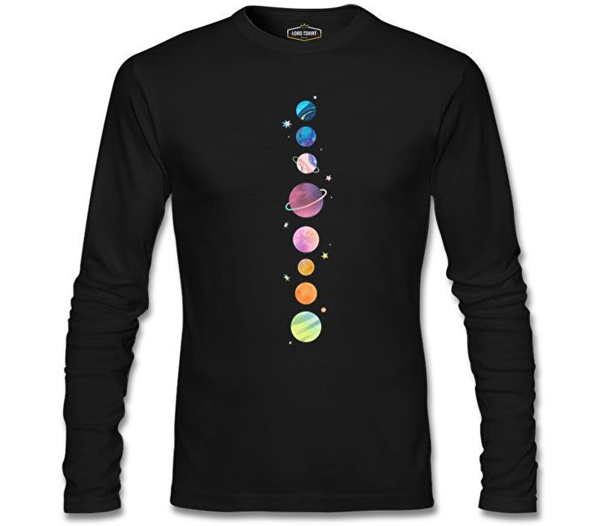 Gezegenler Yıldızlar Siyah Erkek Sweatshirt