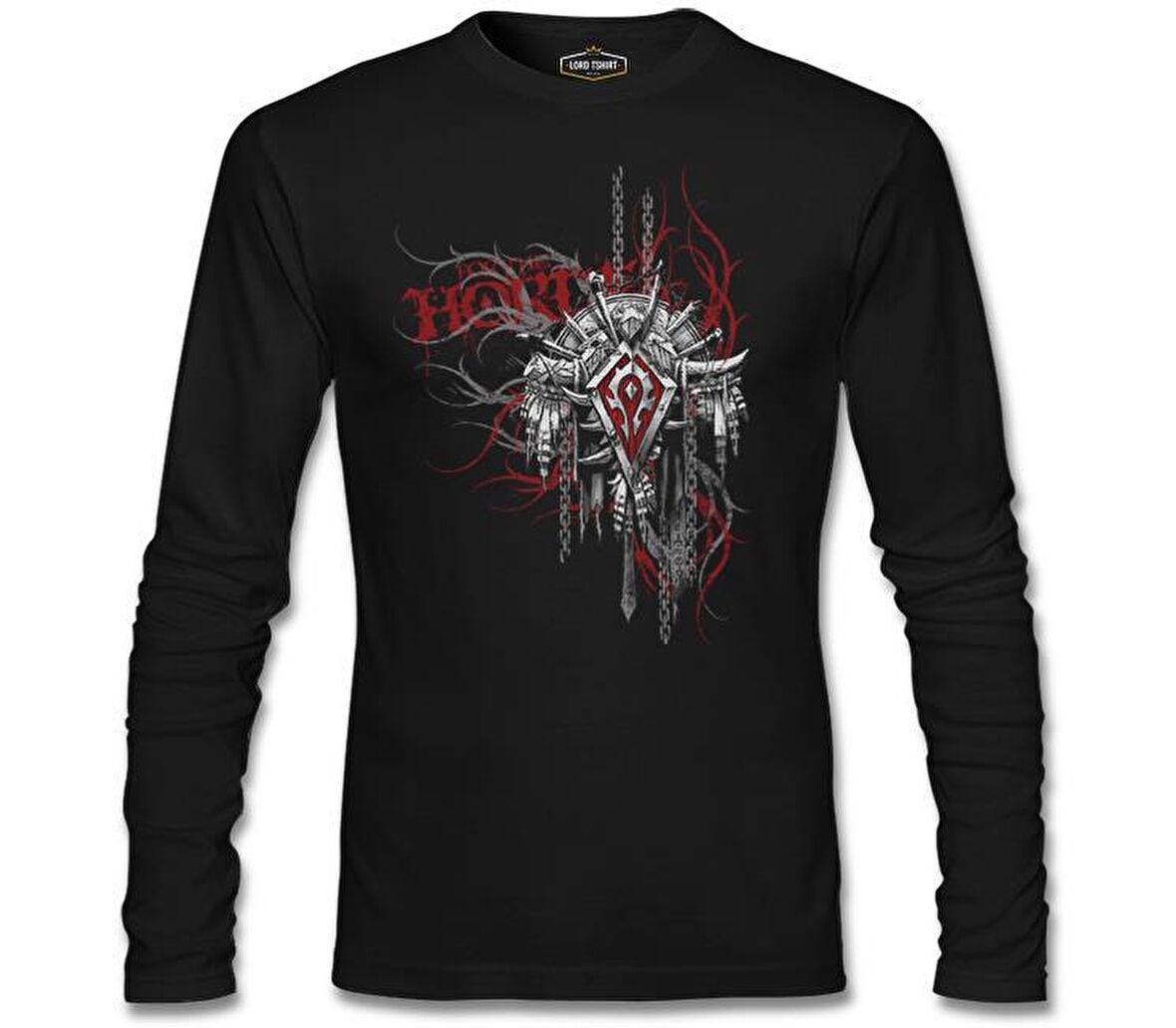 World of Warcraft - Horde Logo in Cahins Siyah Erkek Sweatshirt