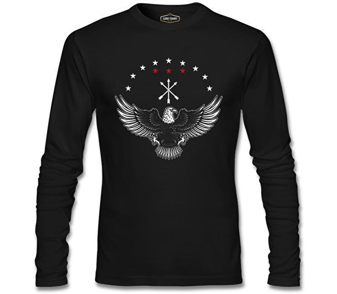 Kafkas Adige Bayraklı Karta Siyah Erkek Sweatshirt