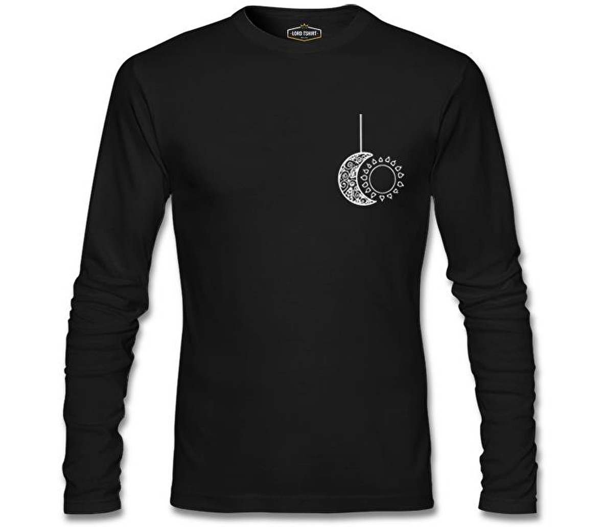 Mandala - Ay ve Güneş Siyah Erkek Sweatshirt