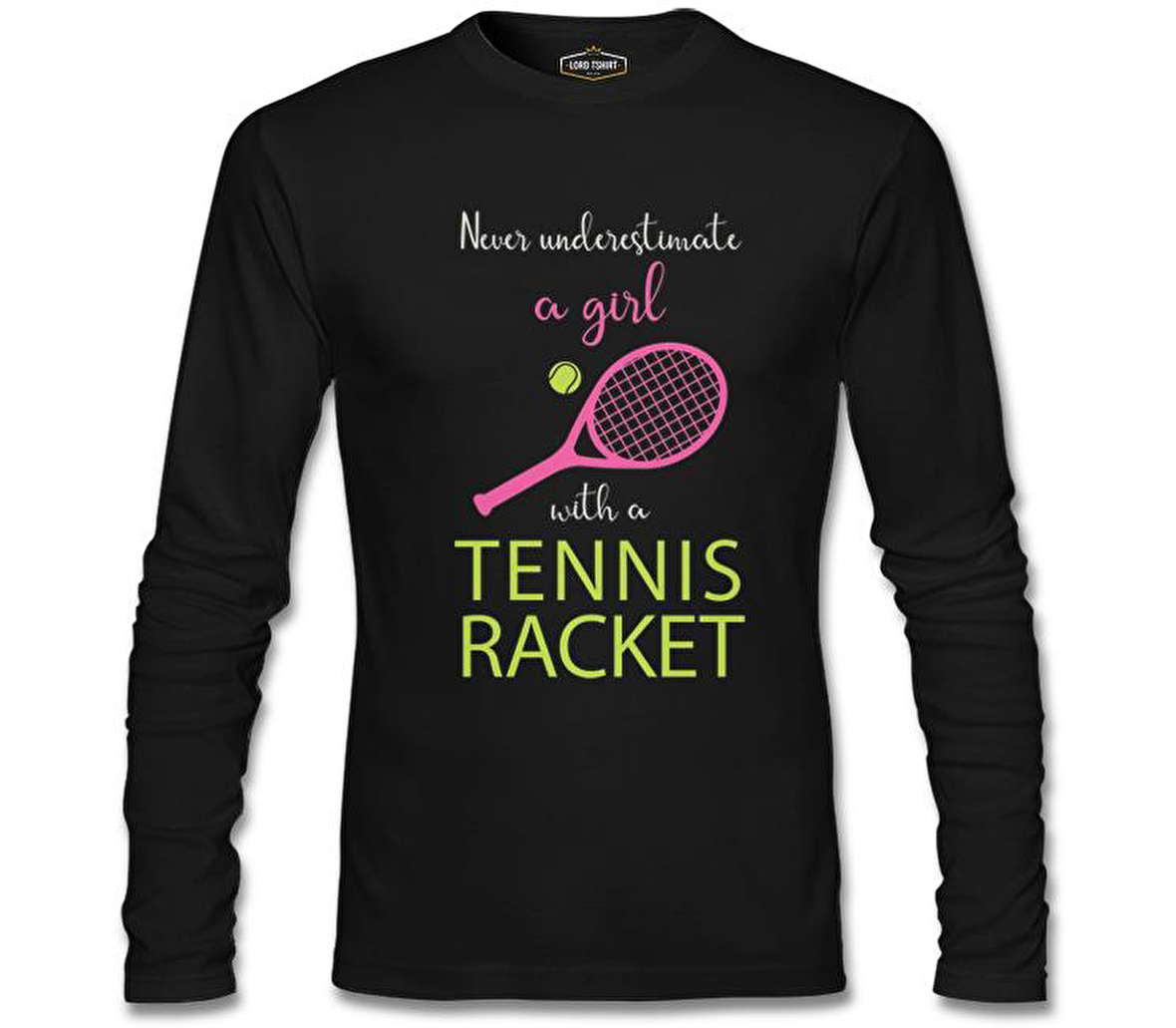Tenis - Kız Pembe Raket Siyah Erkek Sweatshirt