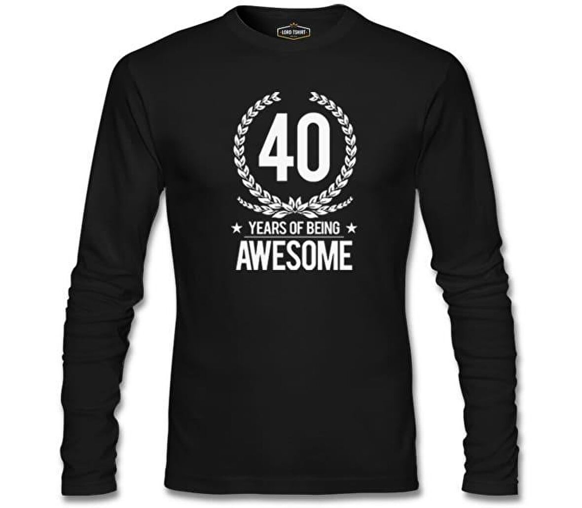 Awesome 40 Years Siyah Erkek Sweatshirt