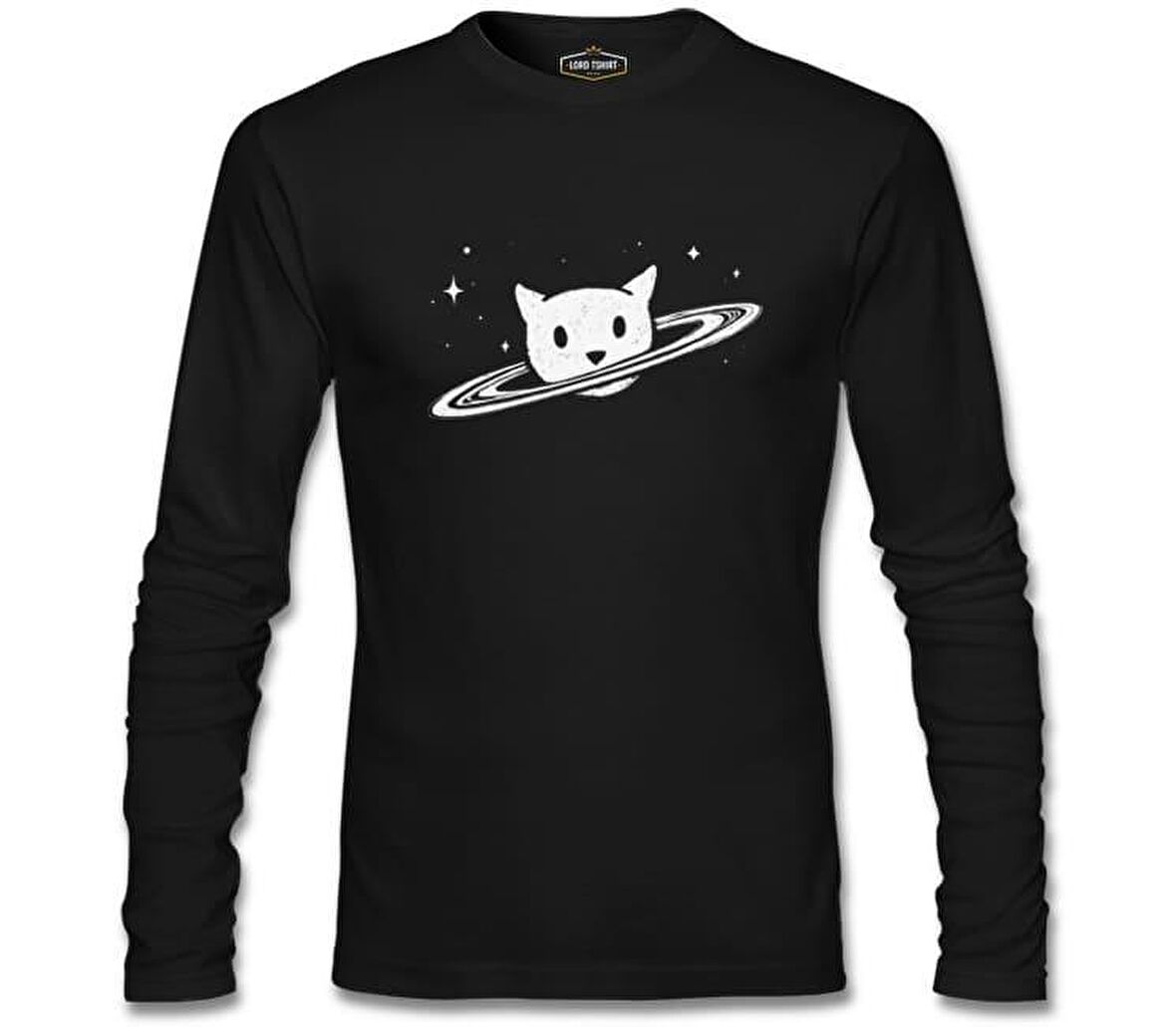 Saturn - Kedi Siyah Erkek Sweatshirt