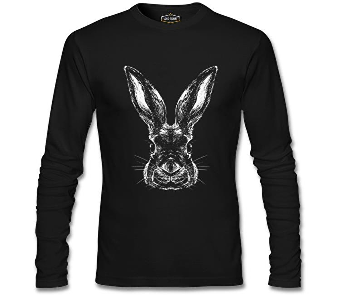 Hayvan - Tavşan Siyah Erkek Sweatshirt