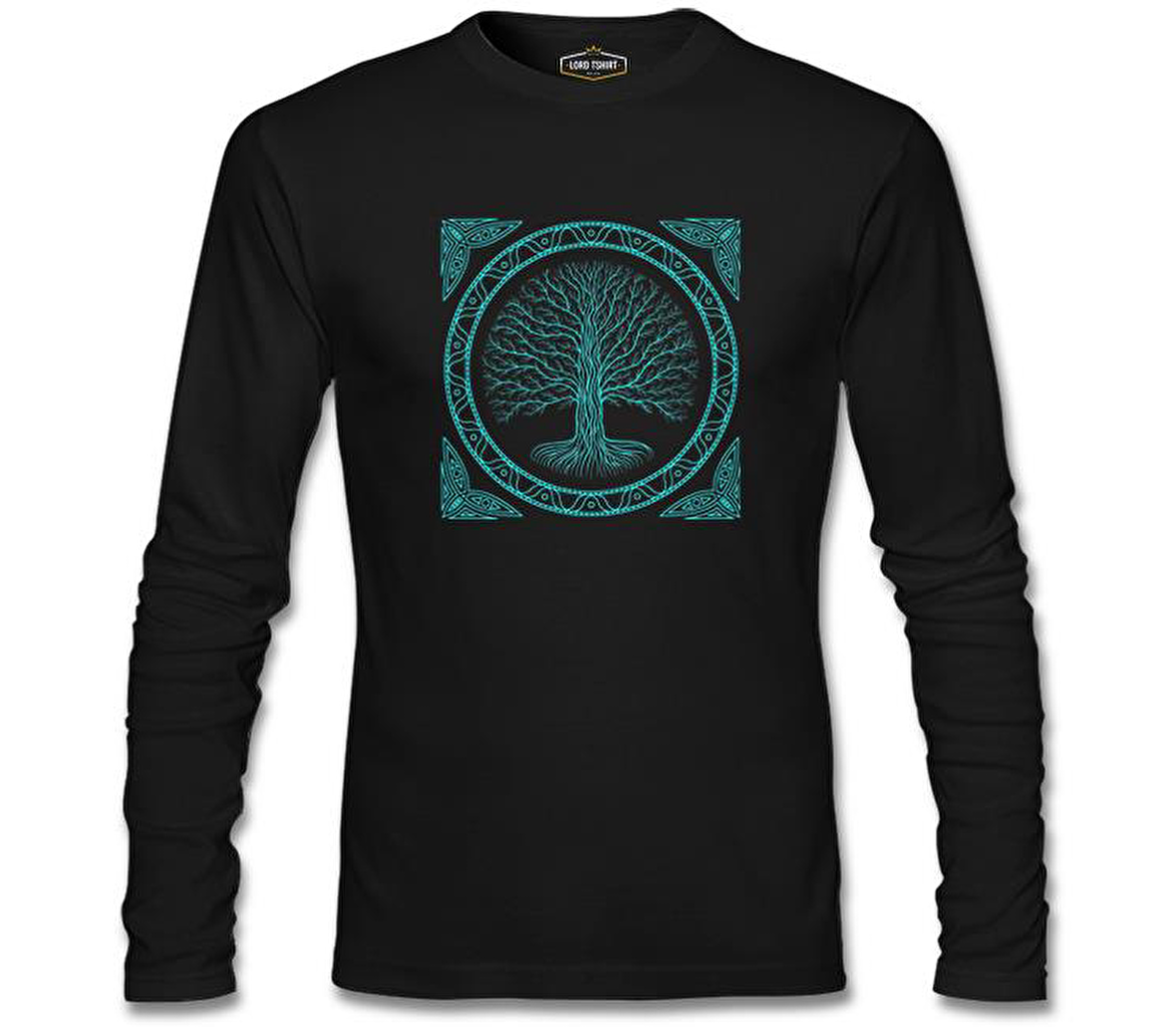 Druidic Yggdrasil - Hayat Ağacı Siyah Erkek Sweatshirt