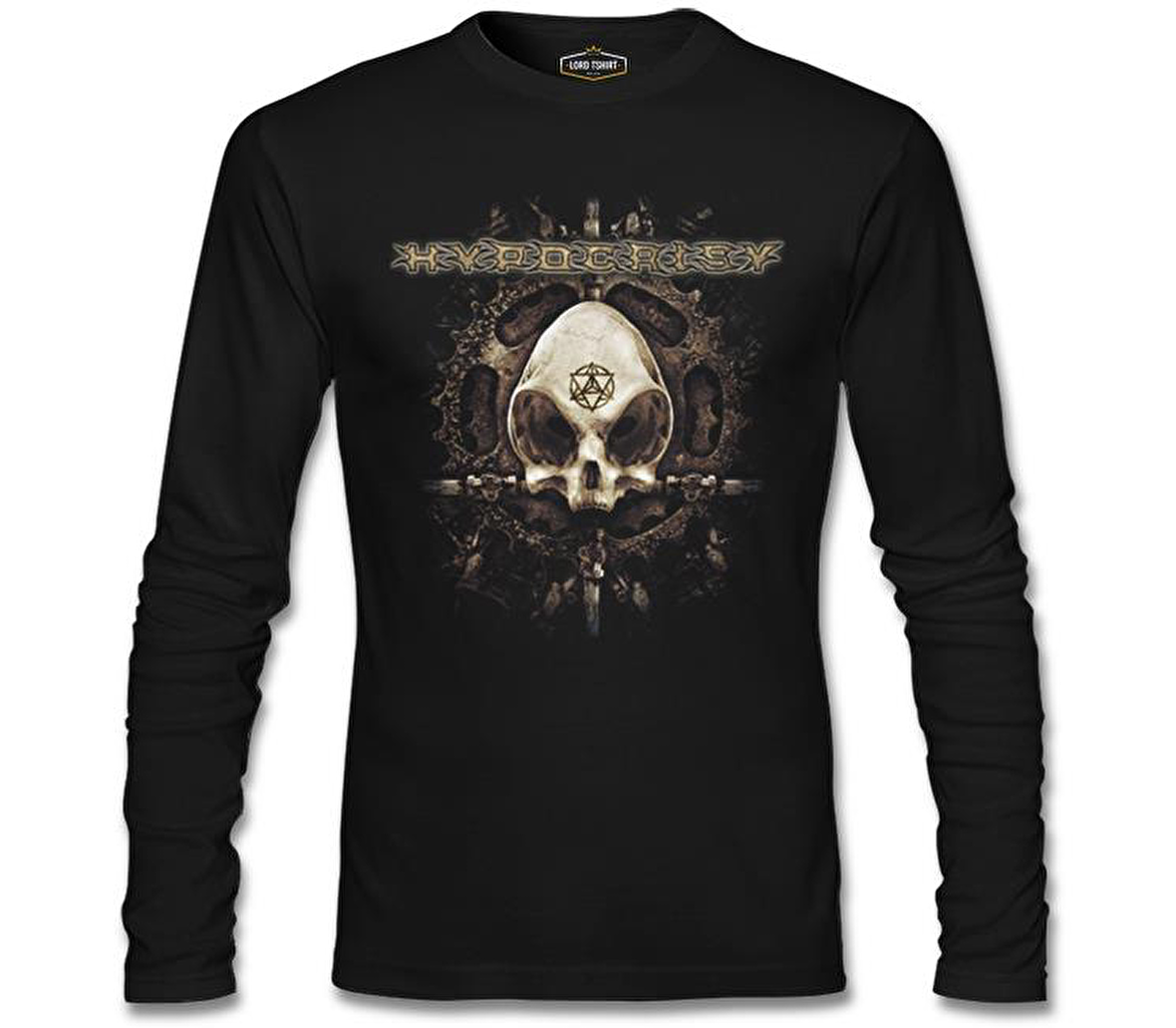 Hypocrisy - Skull Siyah Erkek Sweatshirt