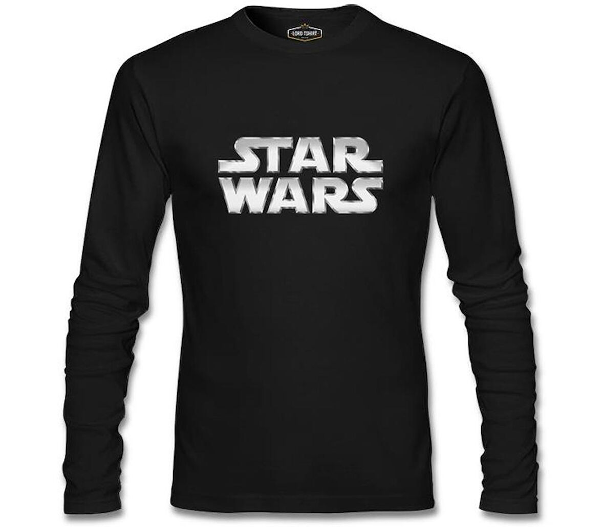 Star Wars - Logo Metalik Siyah Erkek Sweatshirt