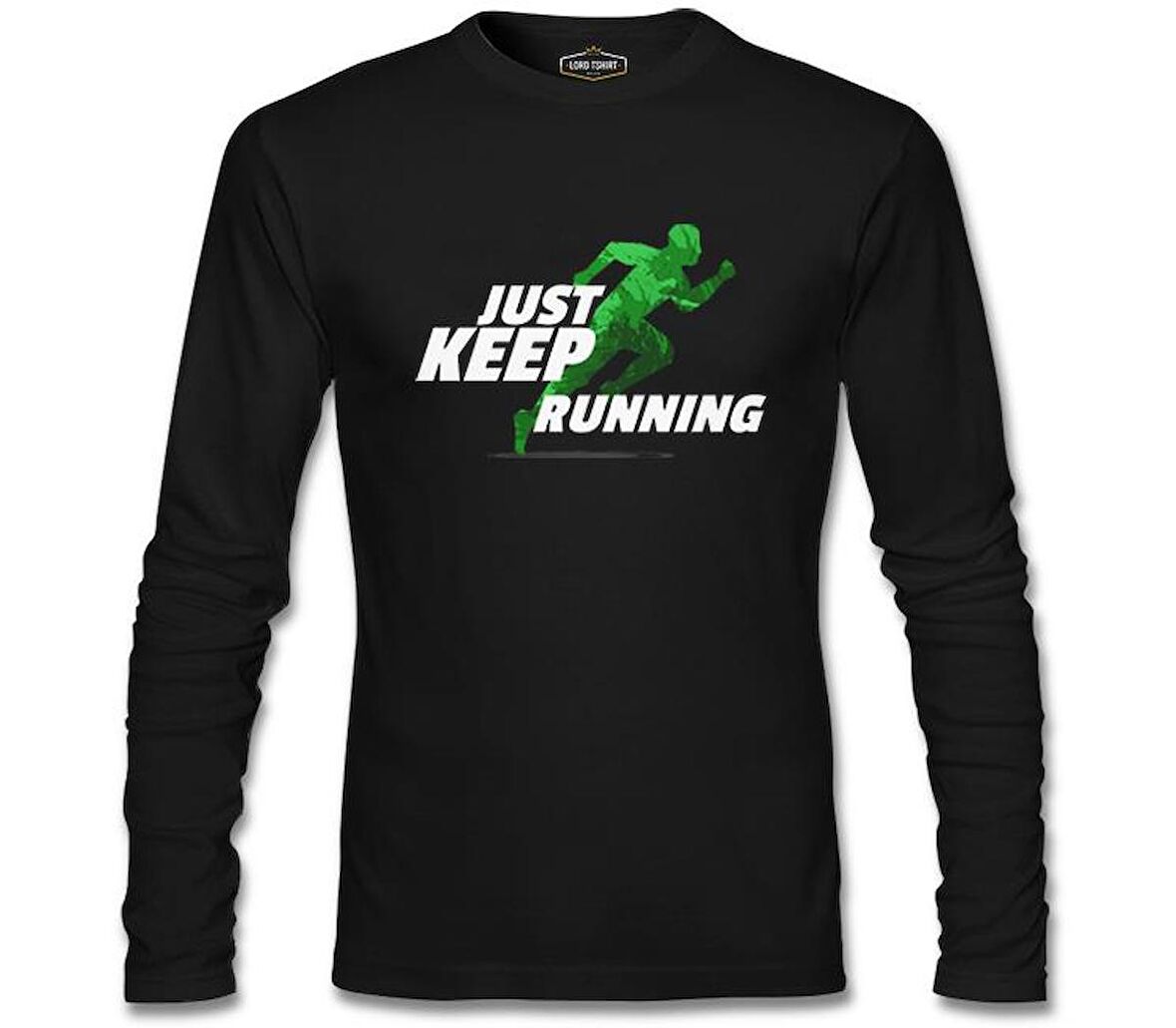 Just Keep Running Siyah Erkek Sweatshirt