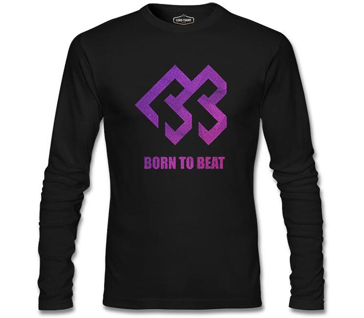 Born to Beat - Logo Grain Siyah Erkek Sweatshirt