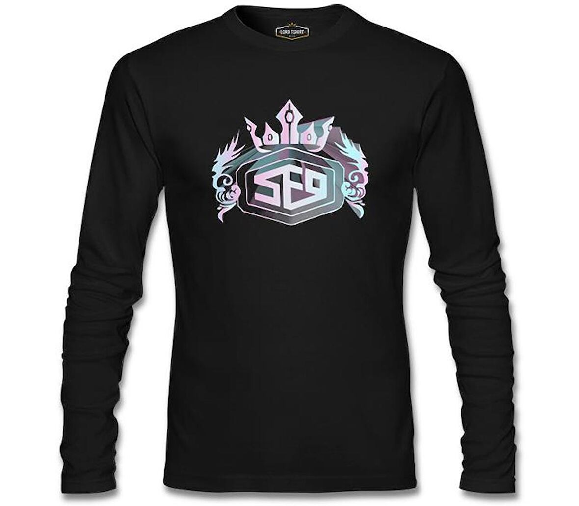SF9 - Logo Crown Siyah Erkek Sweatshirt