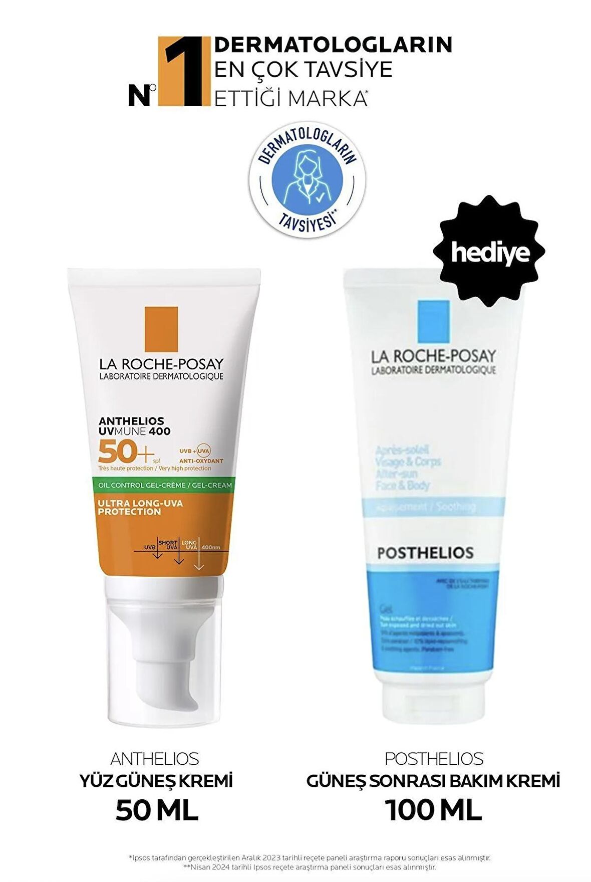 La Roche Posay Güneş Koruyucu Cilt Bakım Seti: Anthelios Oil Control Güneş Kremi 50ML& Posthelios 100ML