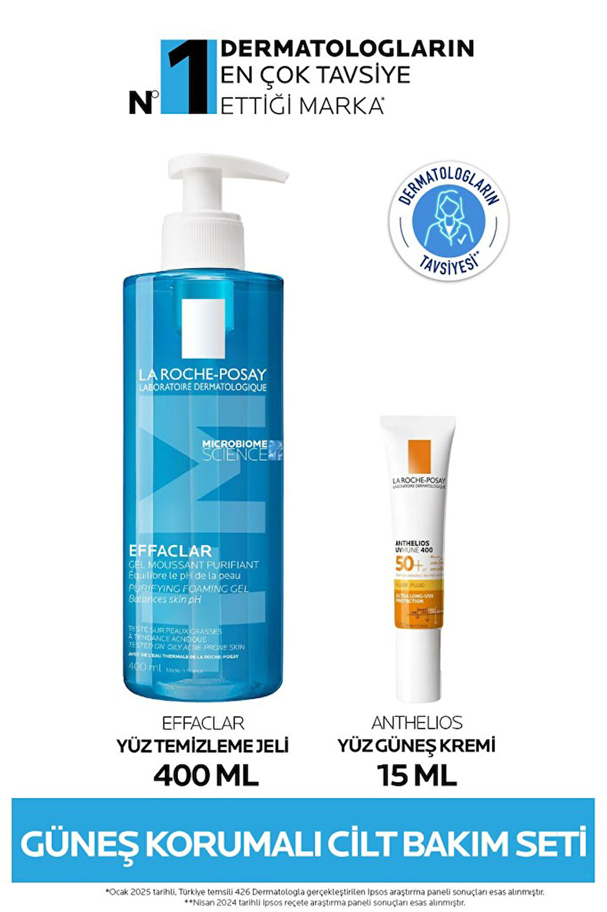 La Roche Posay Güneş Korumalı Cilt Bakım Seti : Effaclar Yüz Temizleme Jeli 400ml & Anthelios Yüz Güneş Kremi 15ml