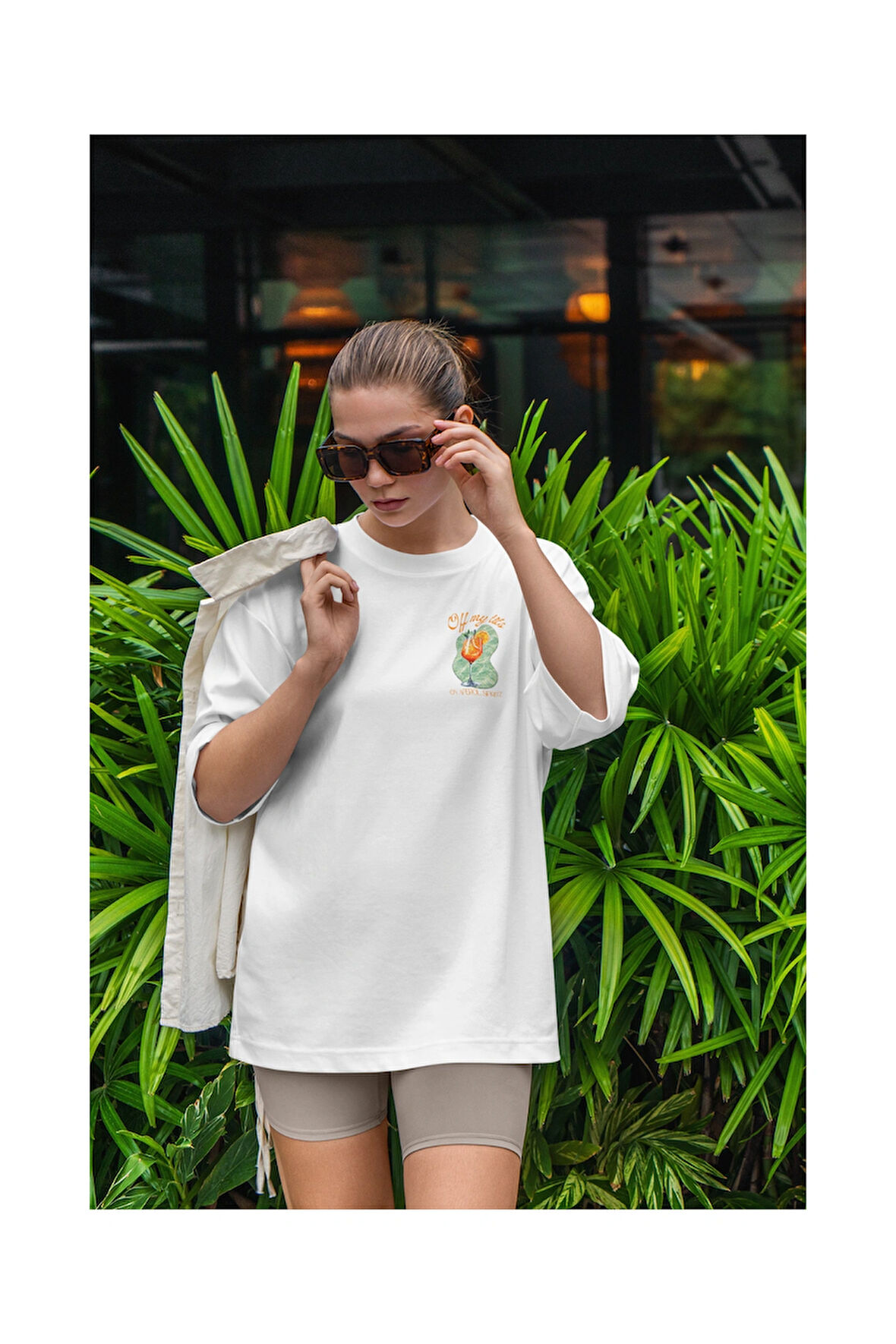 Kadın %100 Pamuklu Leopar Baskılı Oversize T-shirt