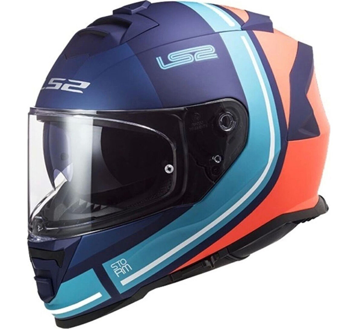 LS2 STORM SLANT MAT MAVI-TURUNCU KASK 