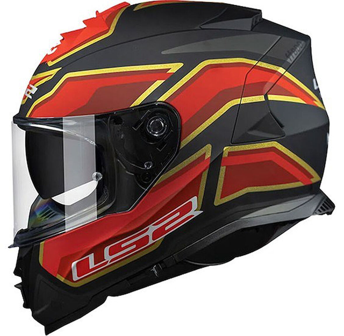 LS2 STORM FOGGY MAT SIYAH-KIRMIZI KASK