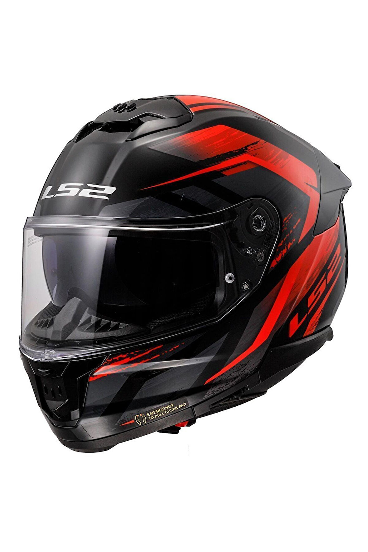 LS2 STREAM 2 FURY MAT SIYAH-GRI-KIRMIZI KASK