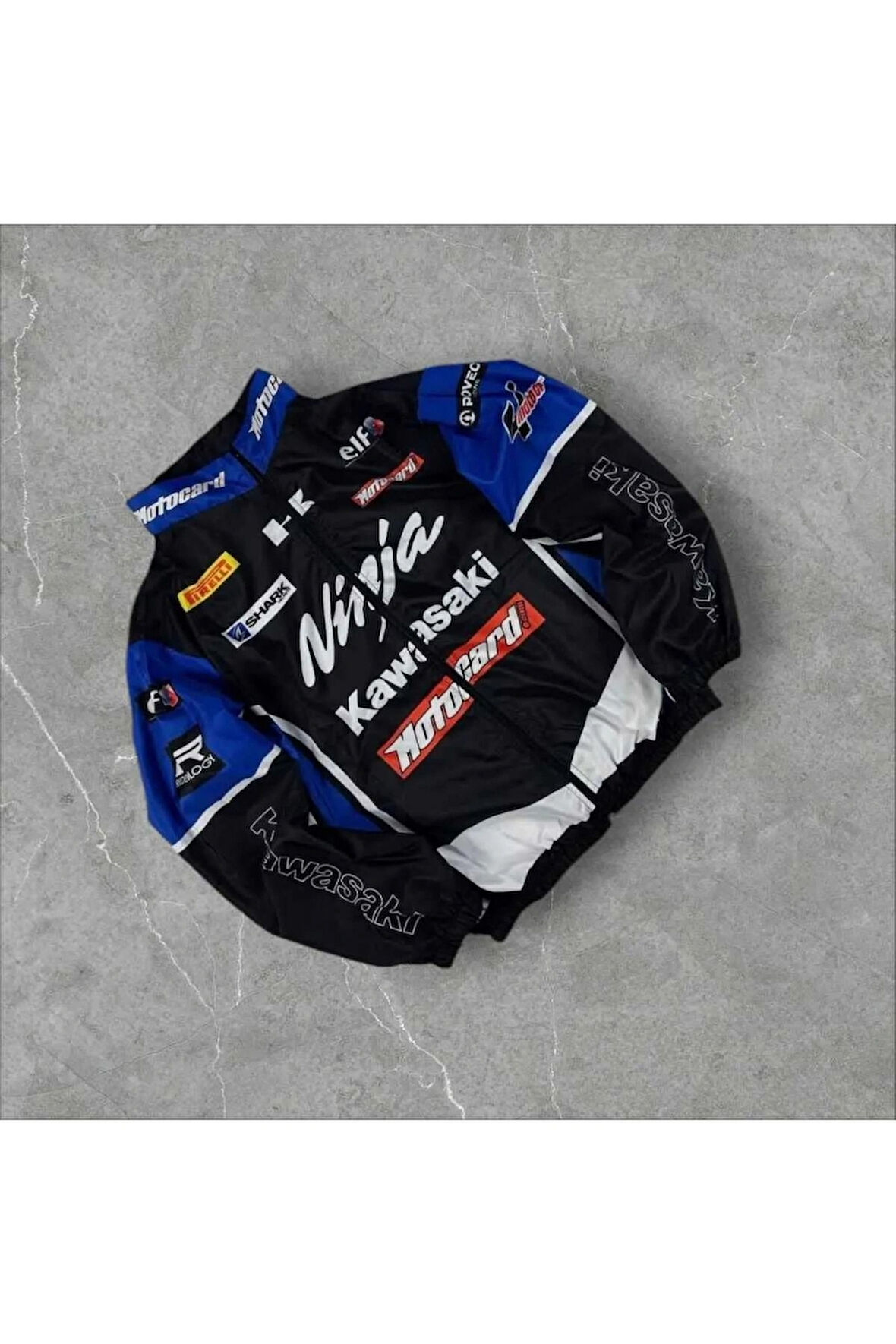 Mavi Ninja Kawasaki Unisex Dijital Baskı Paraşüt Kumaş Oversize Baskılı Rüzgarlık Yağmurluk