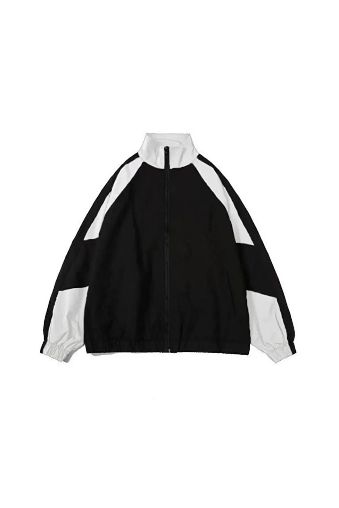 Y2K Siyah Unisex Dijital Baskı Paraşüt Kumaş Oversize Baskılı Rüzgarlık Yağmurluk