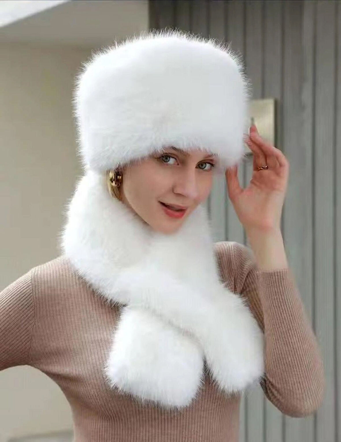 Wearflawless Kışlık Rus Kalpak Şapka ve Atkı Takımı- Rus, Slav, Kazak, Rahat Kalpak ve Atkı Takımı
