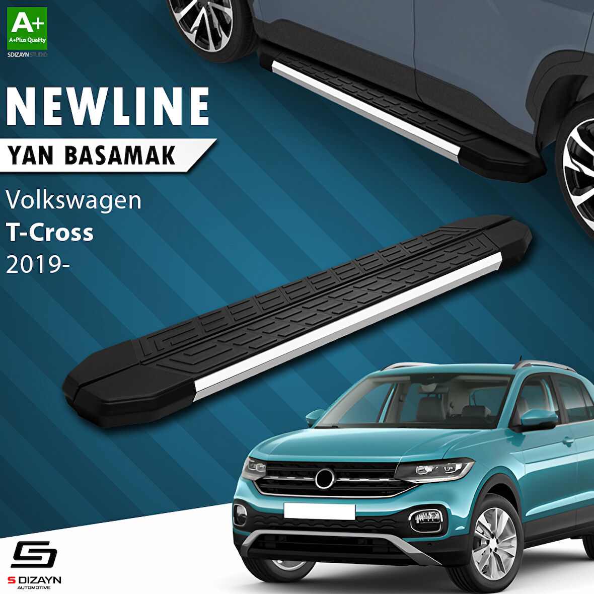 S-Dizayn VW T-Cross NewLine Krom Yan Basamak 173 Cm 2019-2023 A+ Kalite