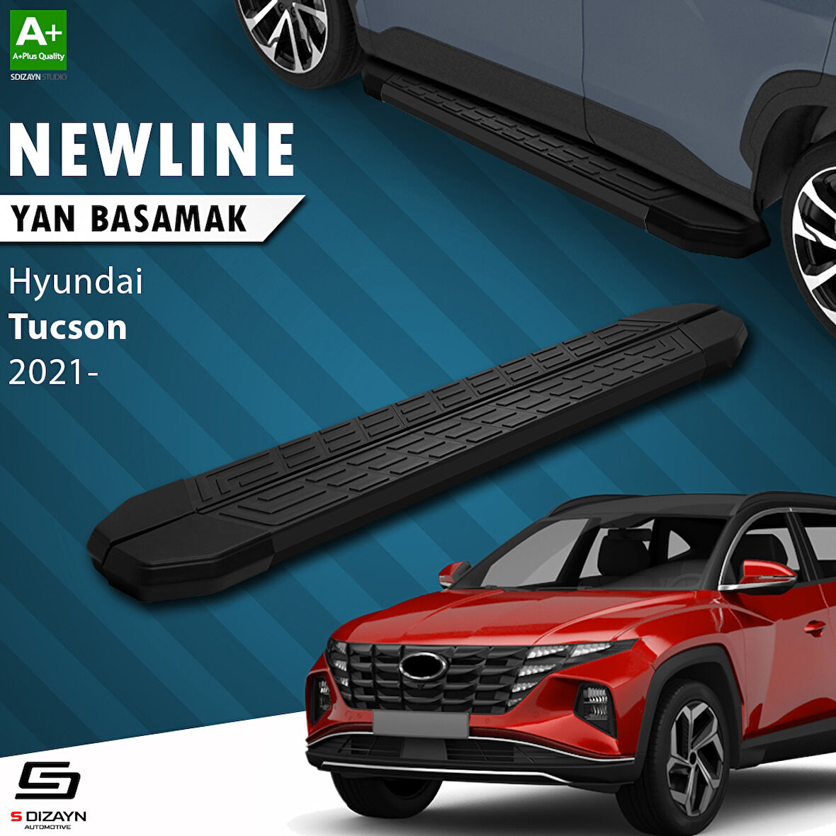 S-Dizayn Hyundai Tucson 4 NewLine Siyah Yan Basamak 173 Cm 2021-2024 A+ Kalite