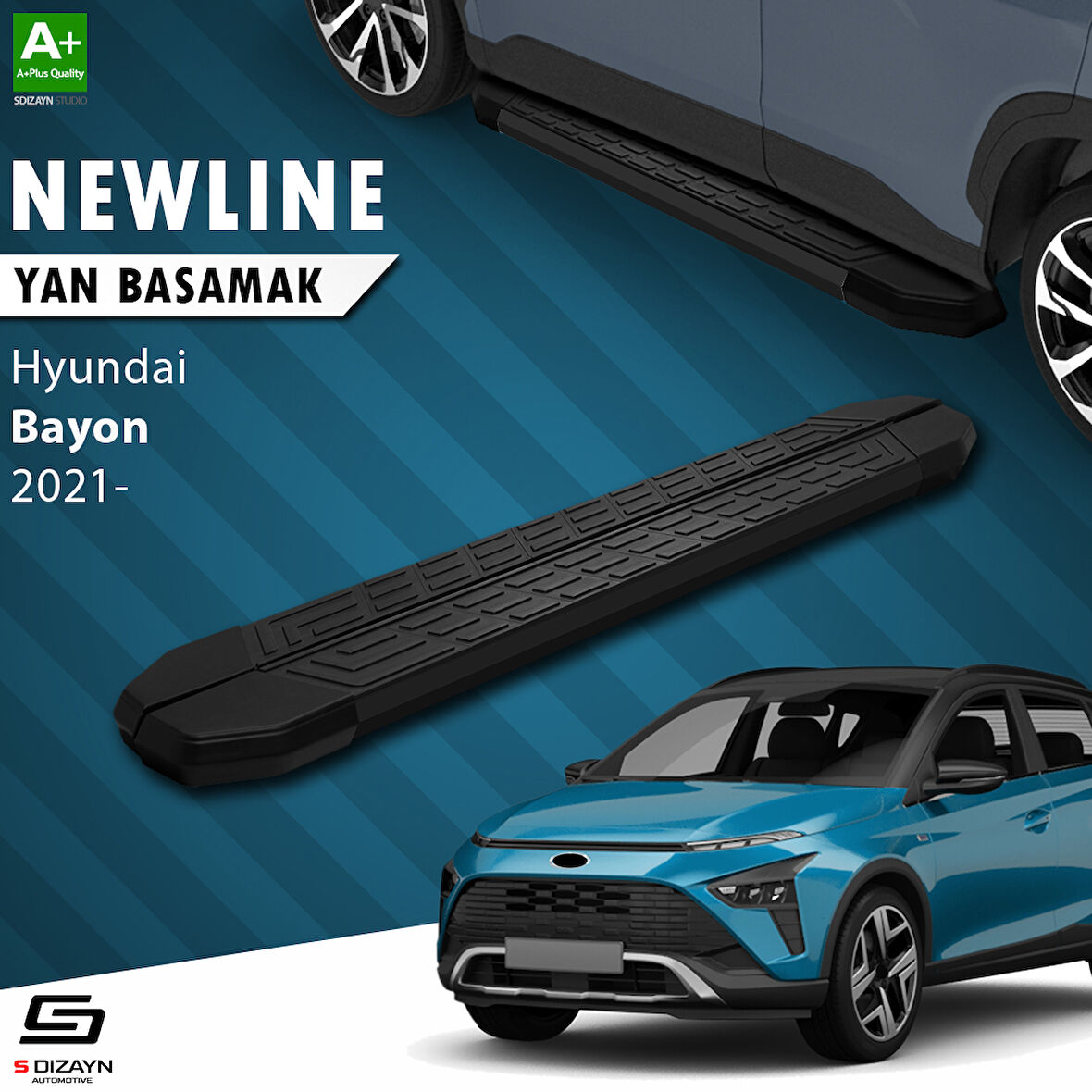 S-Dizayn Hyundai Bayon NewLine Siyah Yan Basamak 173 Cm 2021-2024 A+ Kalite