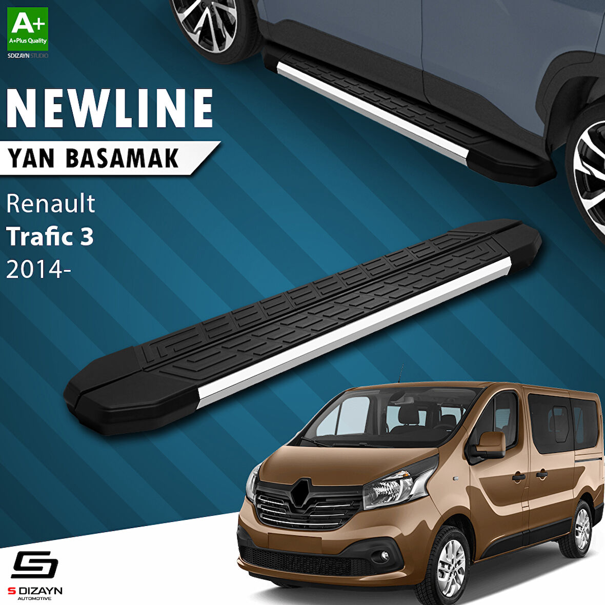 S-Dizayn Renault Trafic 3 Uzun Şase NewLine Krom Yan Basamak 263 Cm 2014-2020 A+ Kalite