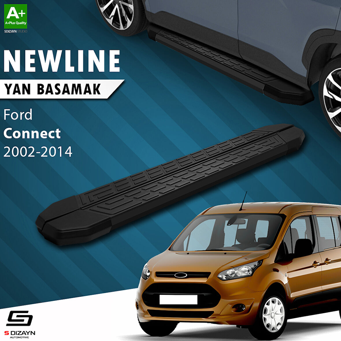 S-Dizayn Ford Connect NewLine Siyah Yan Basamak 183 Cm 2002-2014 A+ Kalite