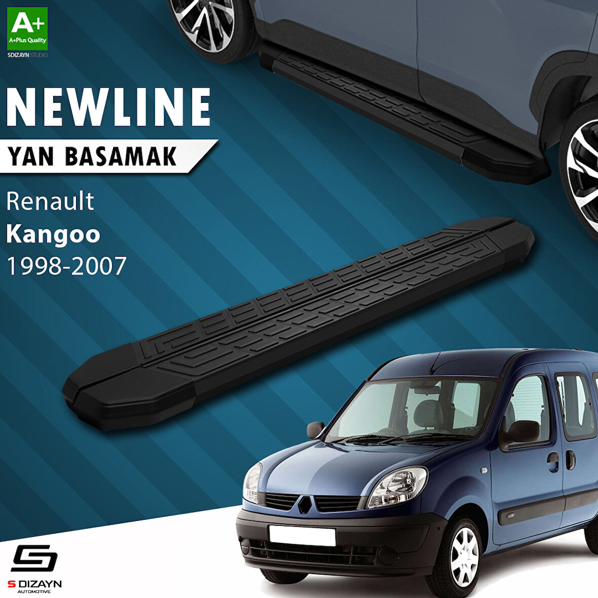 S-Dizayn Renault Kangoo NewLine Siyah Yan Basamak 183 Cm 1998-2007 A+ Kalite