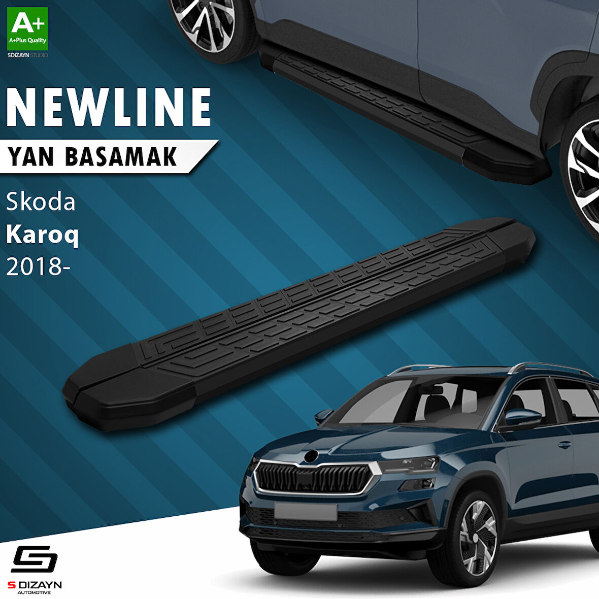 S-Dizayn Skoda Karoq NewLine Siyah Yan Basamak 173 Cm 2018 Üzeri A+ Kalite