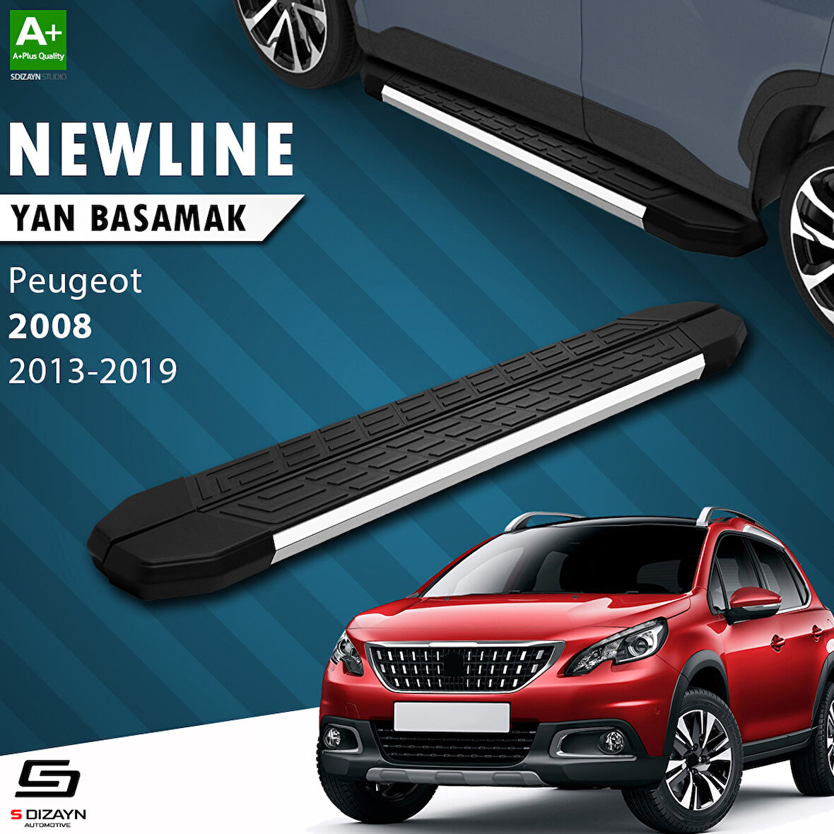 S-Dizayn Peugeot 2008 NewLine Krom Yan Basamak 173 Cm 2013-2019 A+ Kalite