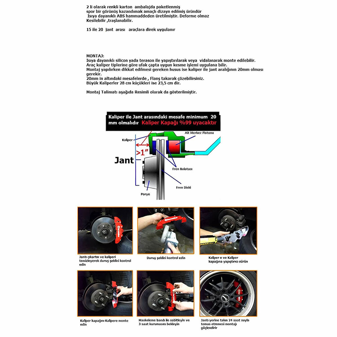 Mercedes Uyumlu Brembo Sarı Kaliper Kapağı 4 Parça Ön Arka Set