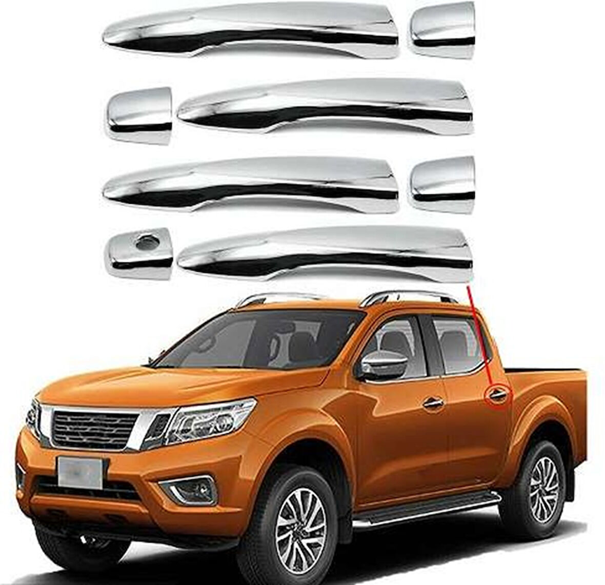 Nissan Navara Uyumlu 2016 Sonrası Kapı Kolu ABS (Plastik) Krom